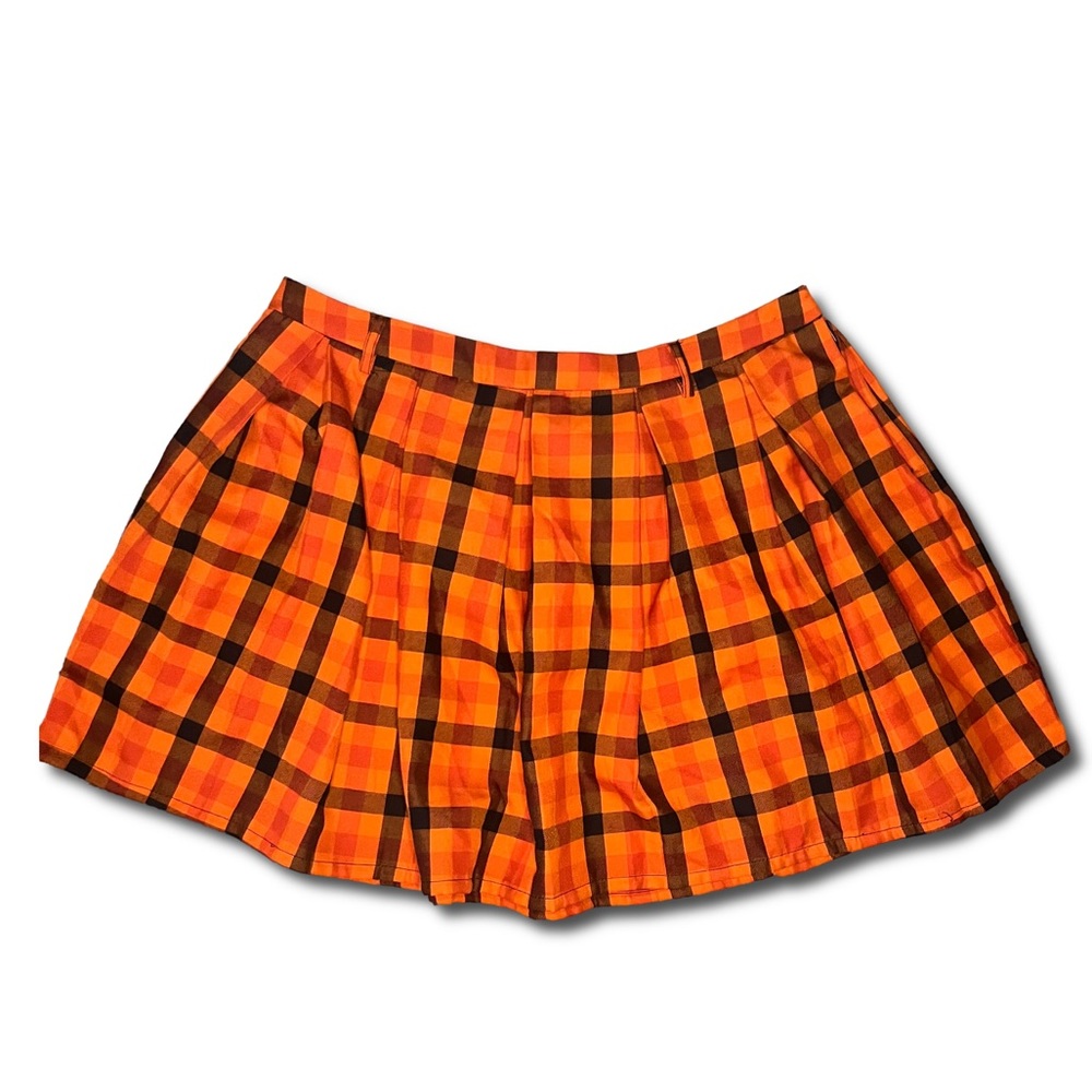 Hot Topic Orange Plaid Miniskirt